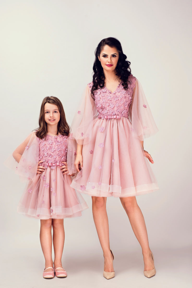 Mother Daughter Matching Dusty Pink Dresses Hira Design